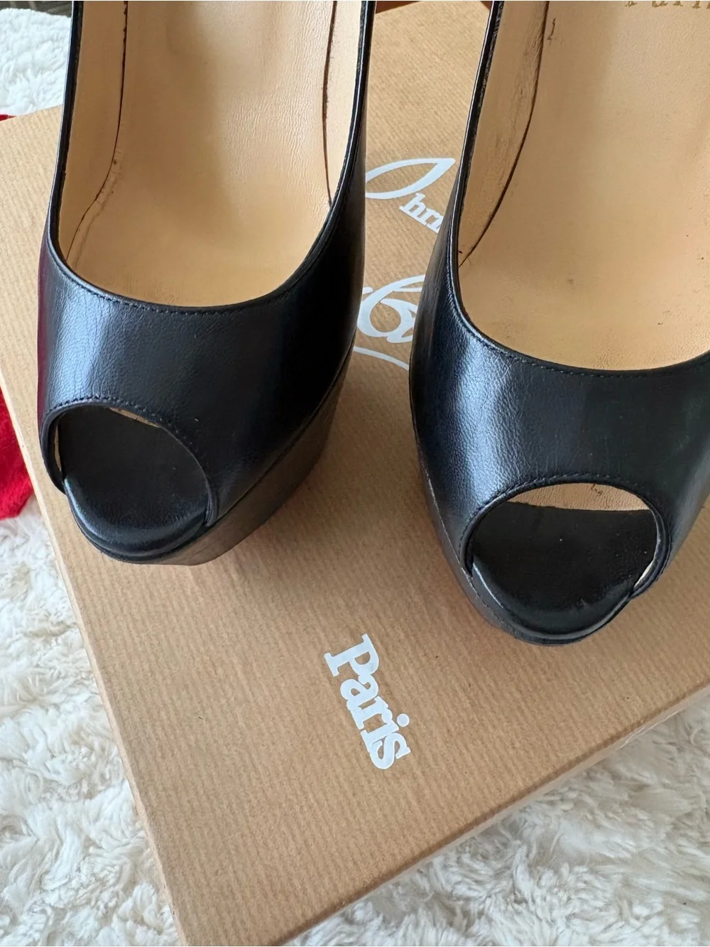 Saks Fifth Avenue Black Leather Platform Peep-Toe Pumps